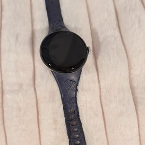 Google Pixel 3 (41mm) watch with Deep Purple Eggplant Color Floral Embossed Band